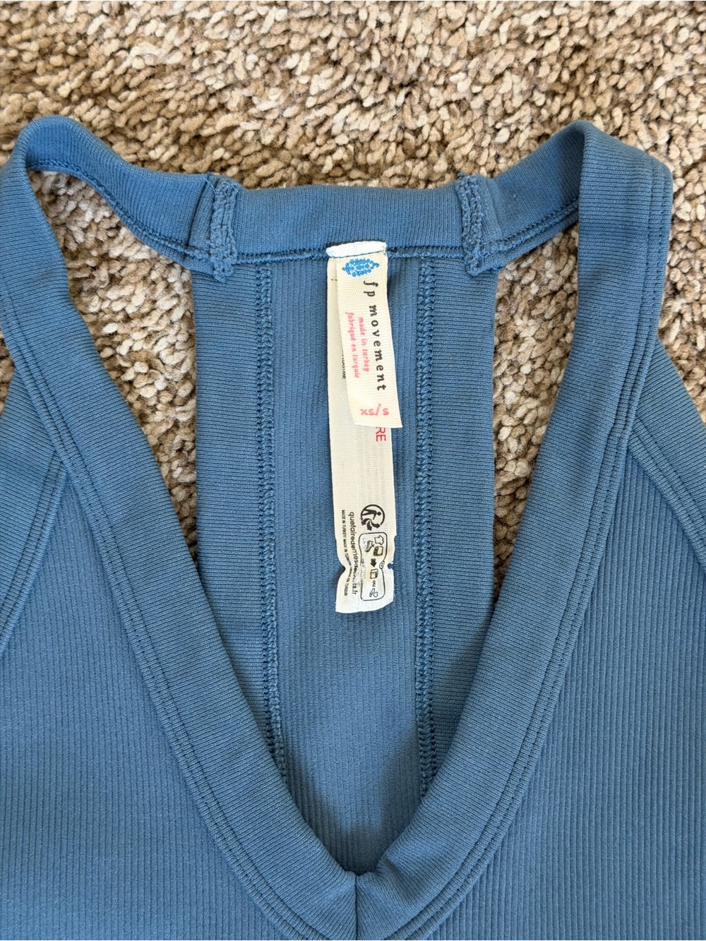 Free People Ribbed V-Neck Racerback Tank - Teal Blue - Picture 2 of 2